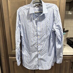 Banana Republic Blue Striped Casual Button Down Long Sleeved Shirt, Large, GUC